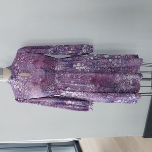 Vintage 80s 90s Dress Womens Small Purple Long Sleeve